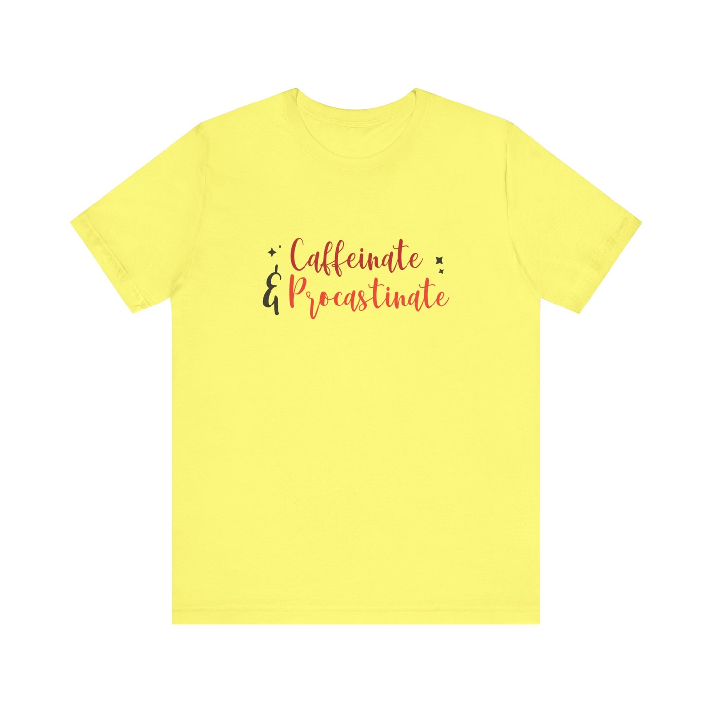 Caffeinate and Procrastinate T-Shirt – Funny Unisex Graphic Tee for Coffee-Loving Overthinkers