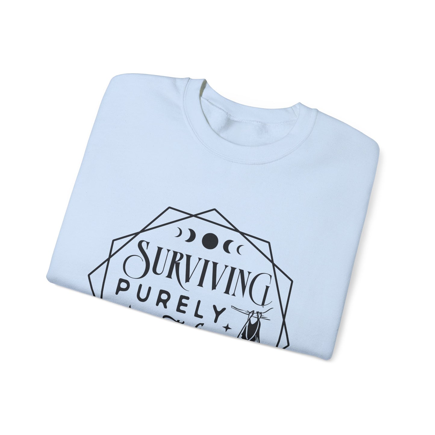 Surviving Purely Out of Spite Sweatshirt – Funny Mental Health Crewneck for Burnt-Out Women with Petty Energy
