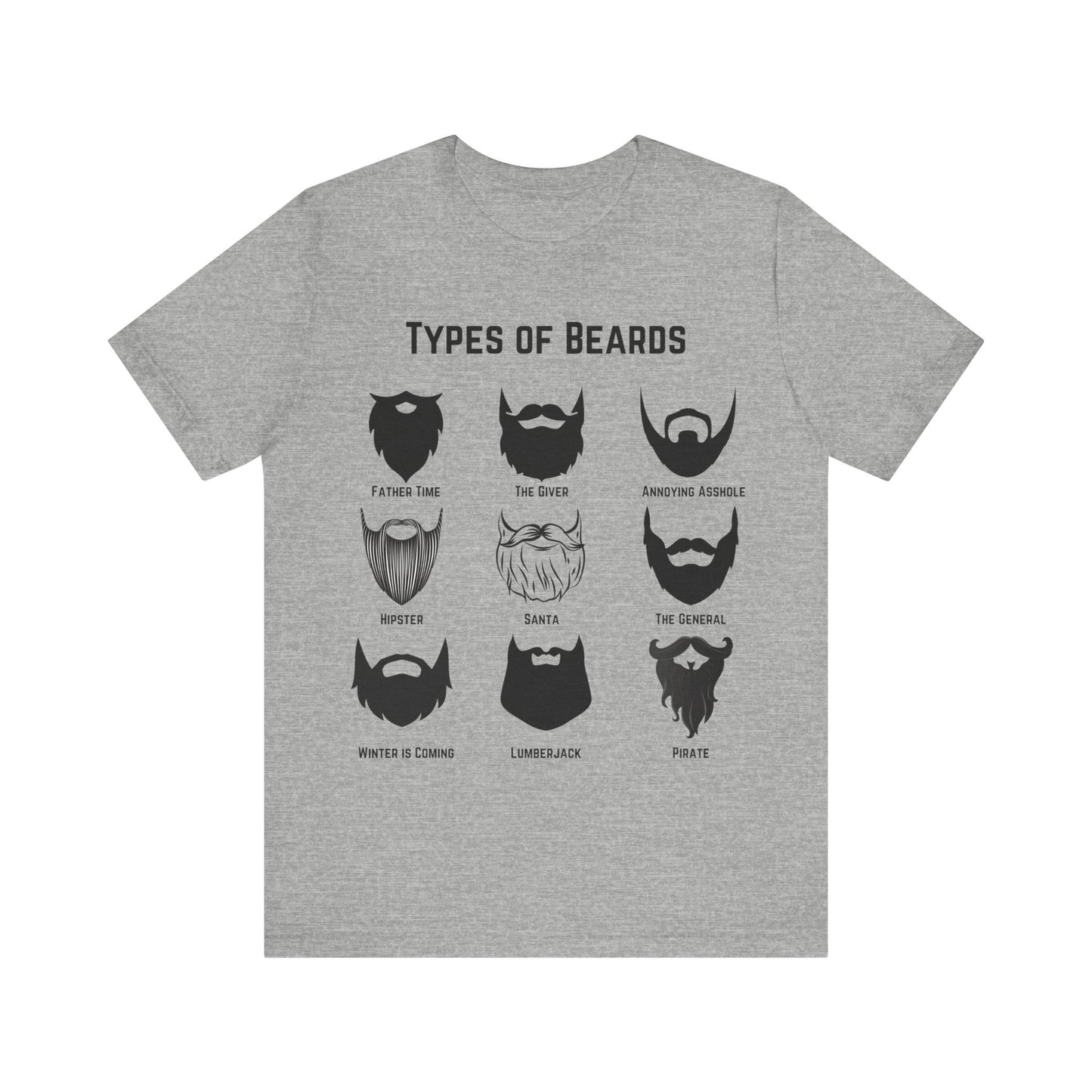 Types of Beards T-Shirt – Funny Beard Style Chart Graphic Tee