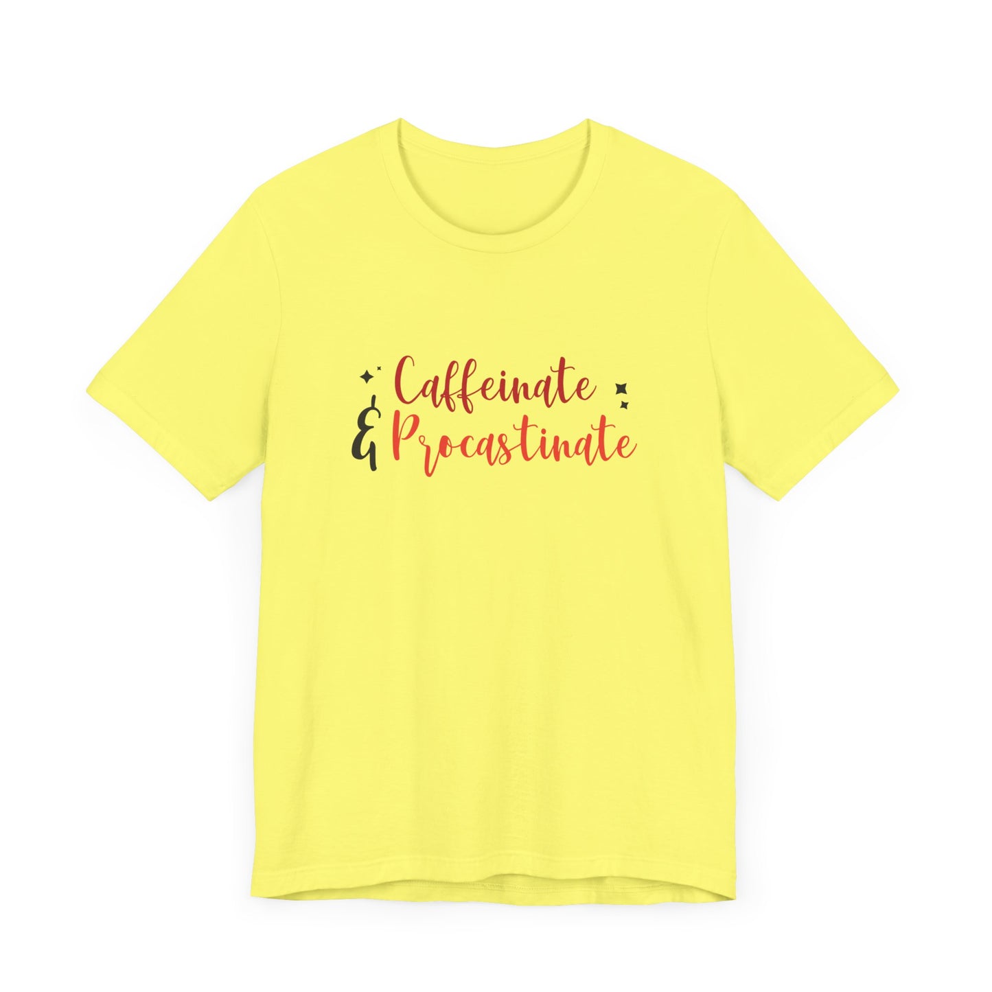 Caffeinate and Procrastinate T-Shirt – Funny Unisex Graphic Tee for Coffee-Loving Overthinkers