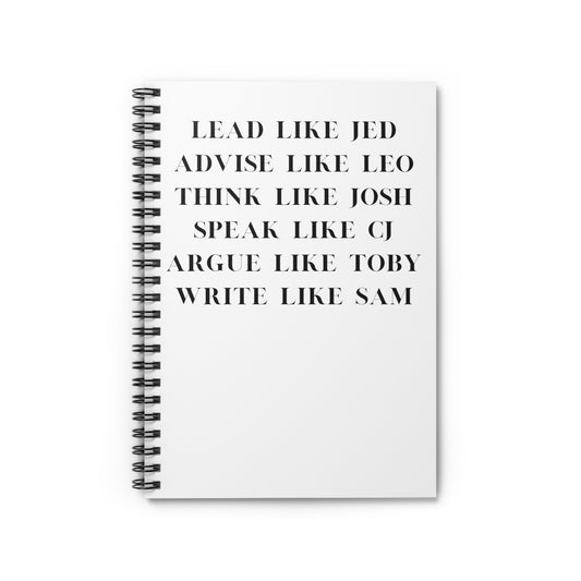 Personalized West Wing Journal – “Lead Like Jed” Inspirational Notebook for Political Nerds & West Wing Fans