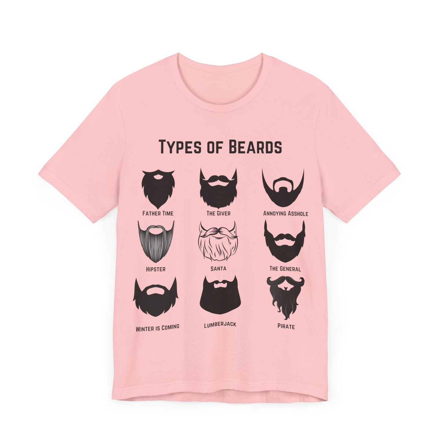 Types of Beards T-Shirt – Funny Beard Style Chart Graphic Tee
