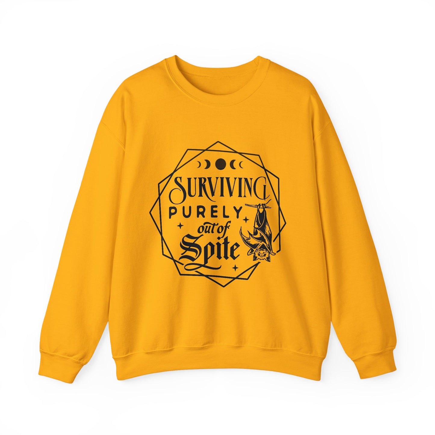 Surviving Purely Out of Spite Sweatshirt – Funny Mental Health Crewneck for Burnt-Out Women with Petty Energy