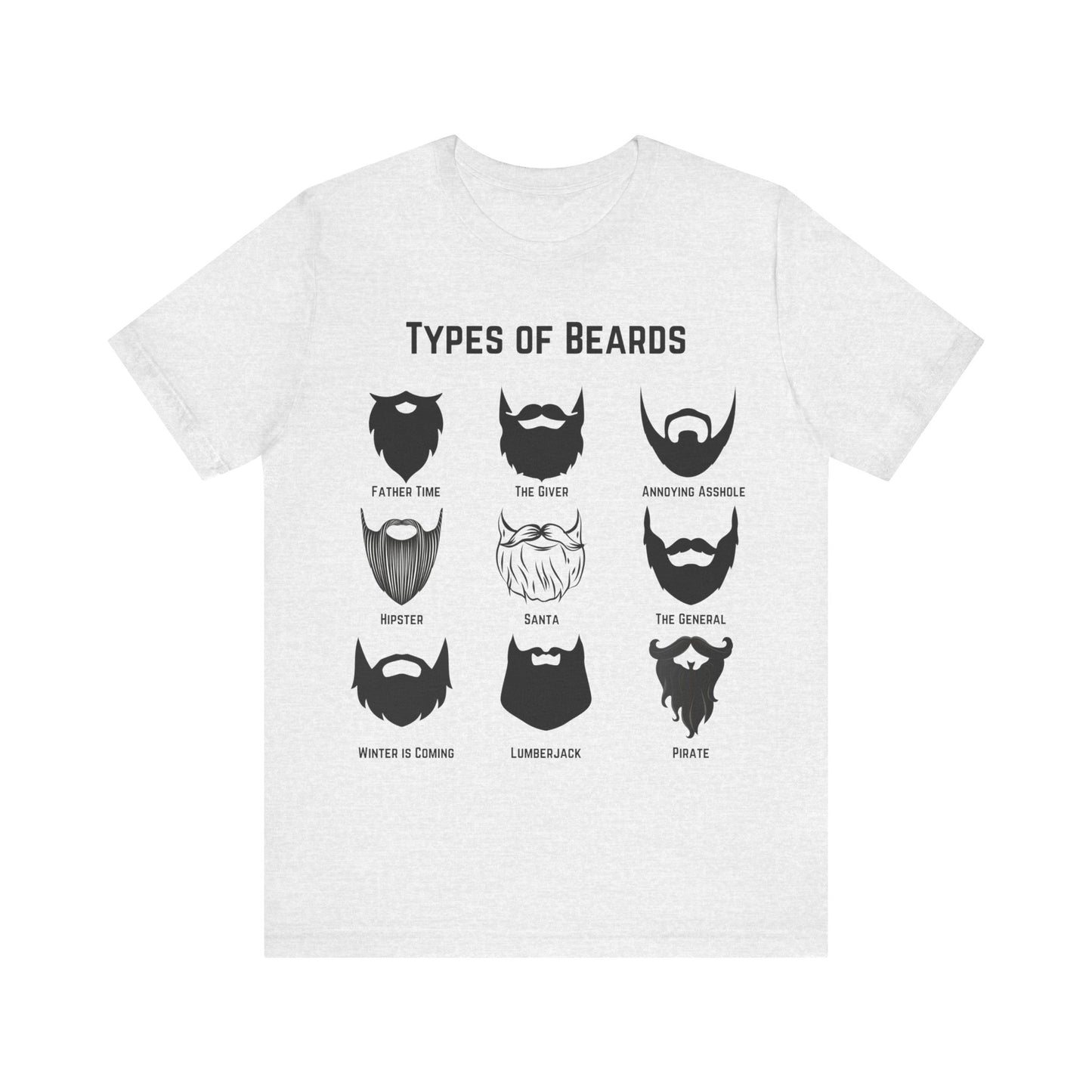 Types of Beards T-Shirt – Funny Beard Style Chart Graphic Tee