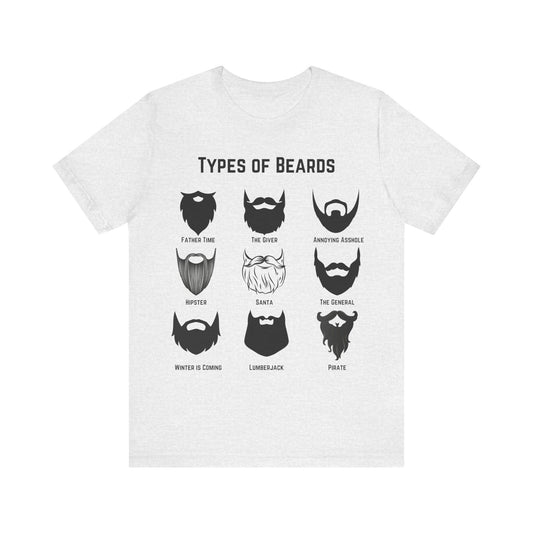 Types of Beards T-Shirt – Funny Beard Style Chart Graphic Tee