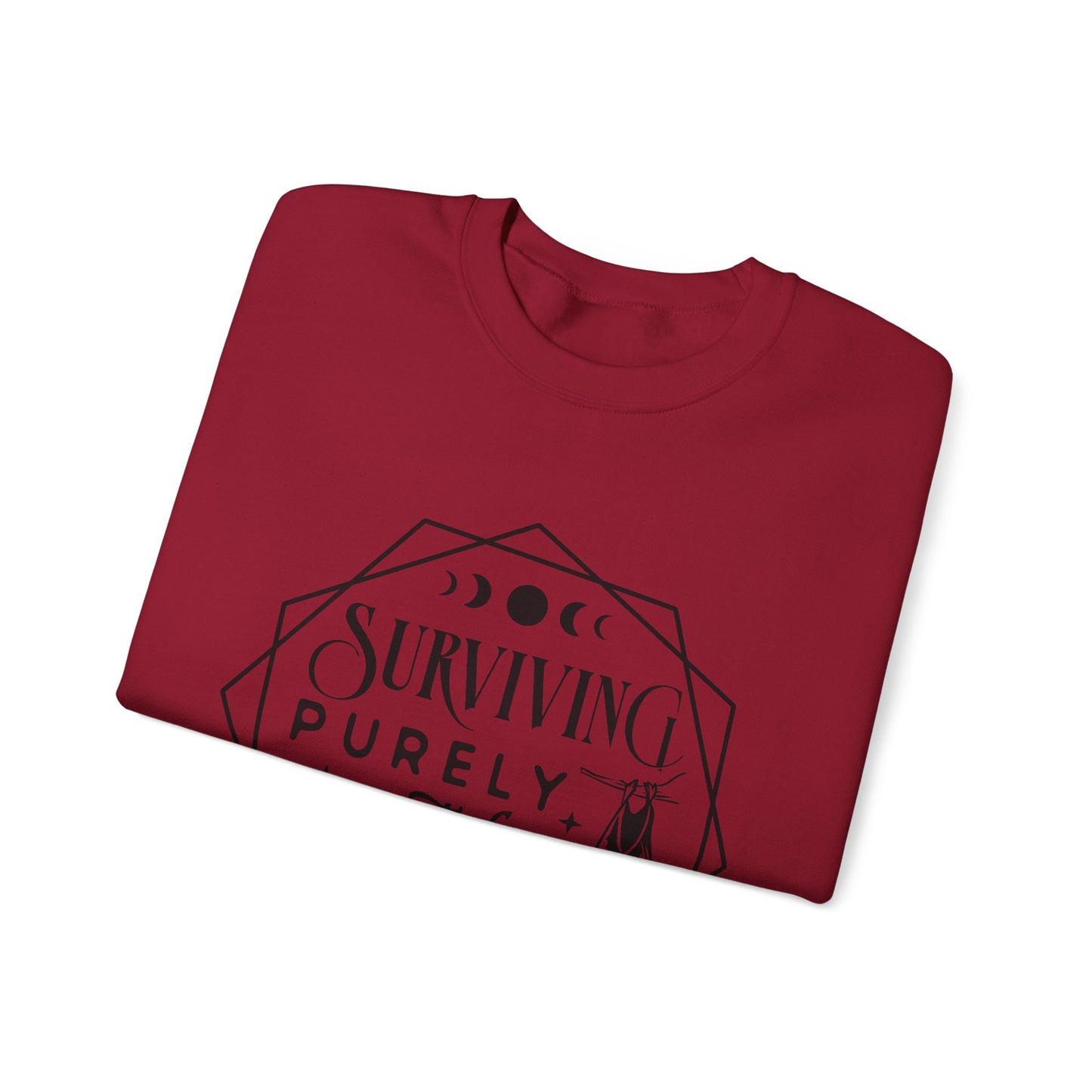 Surviving Purely Out of Spite Sweatshirt – Funny Mental Health Crewneck for Burnt-Out Women with Petty Energy