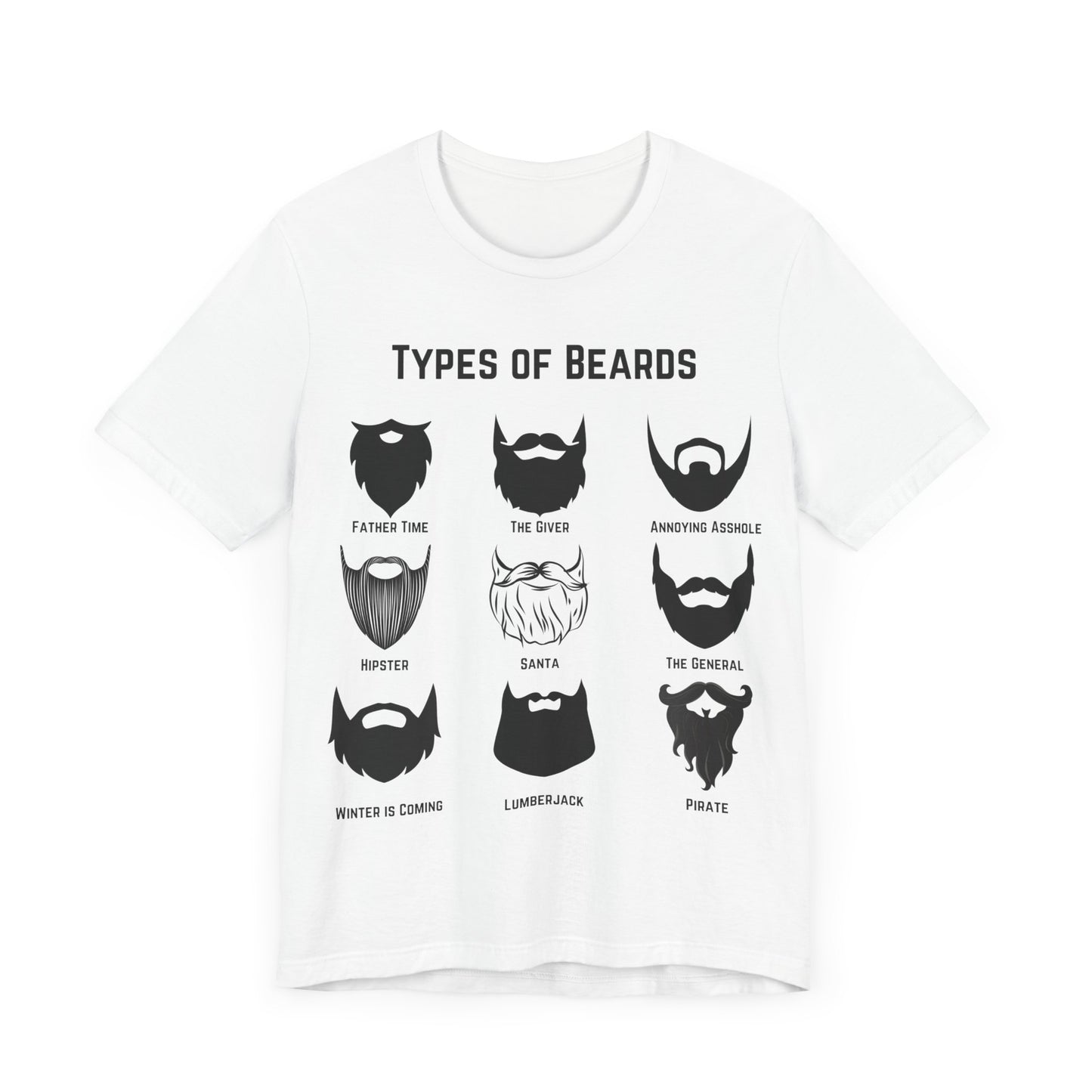 Types of Beards T-Shirt – Funny Beard Style Chart Graphic Tee