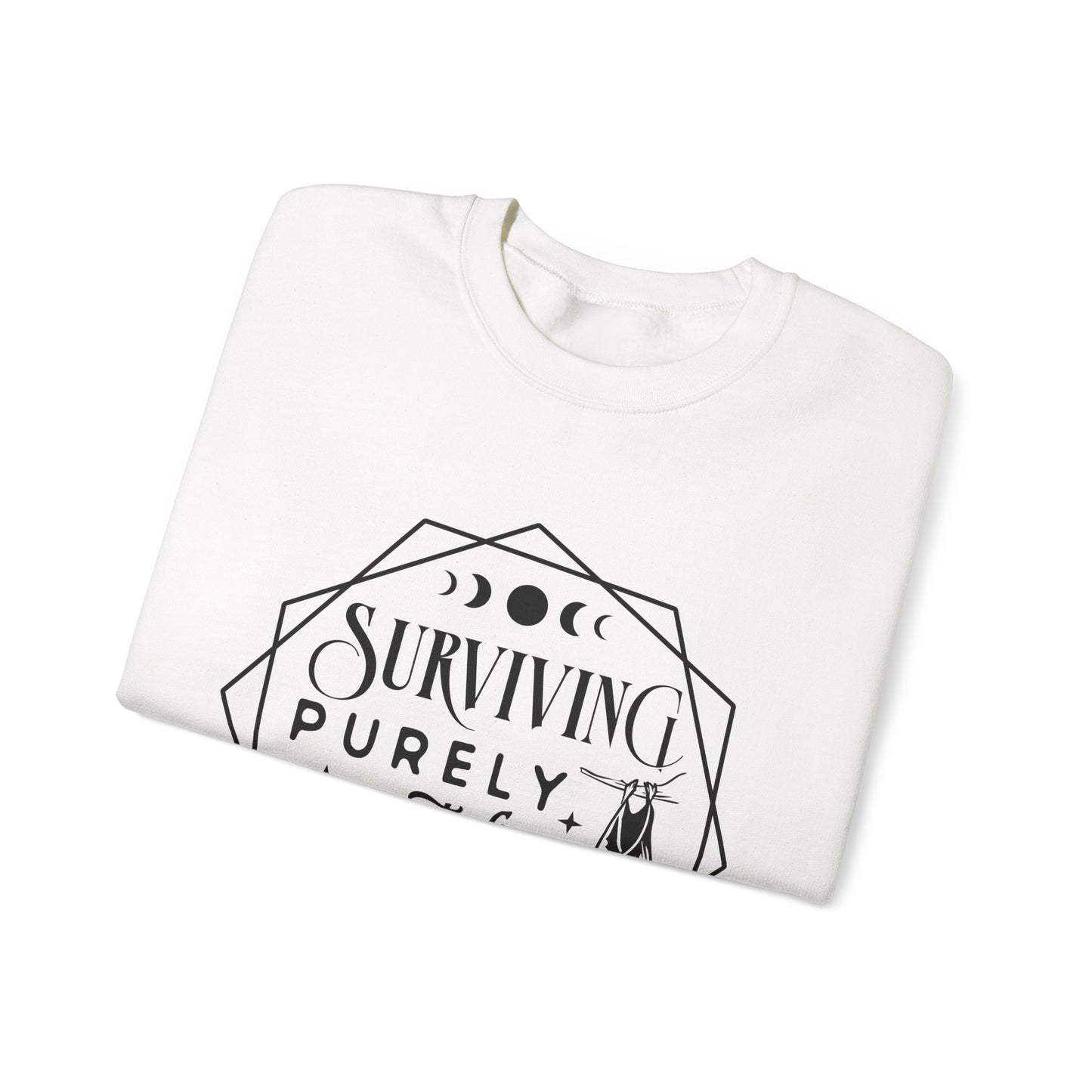 Surviving Purely Out of Spite Sweatshirt – Funny Mental Health Crewneck for Burnt-Out Women with Petty Energy