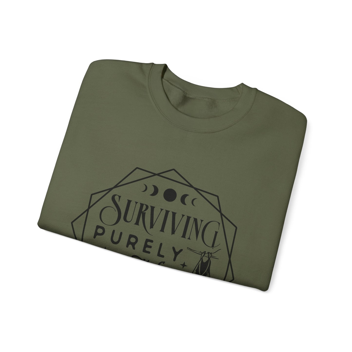 Surviving Purely Out of Spite Sweatshirt – Funny Mental Health Crewneck for Burnt-Out Women with Petty Energy