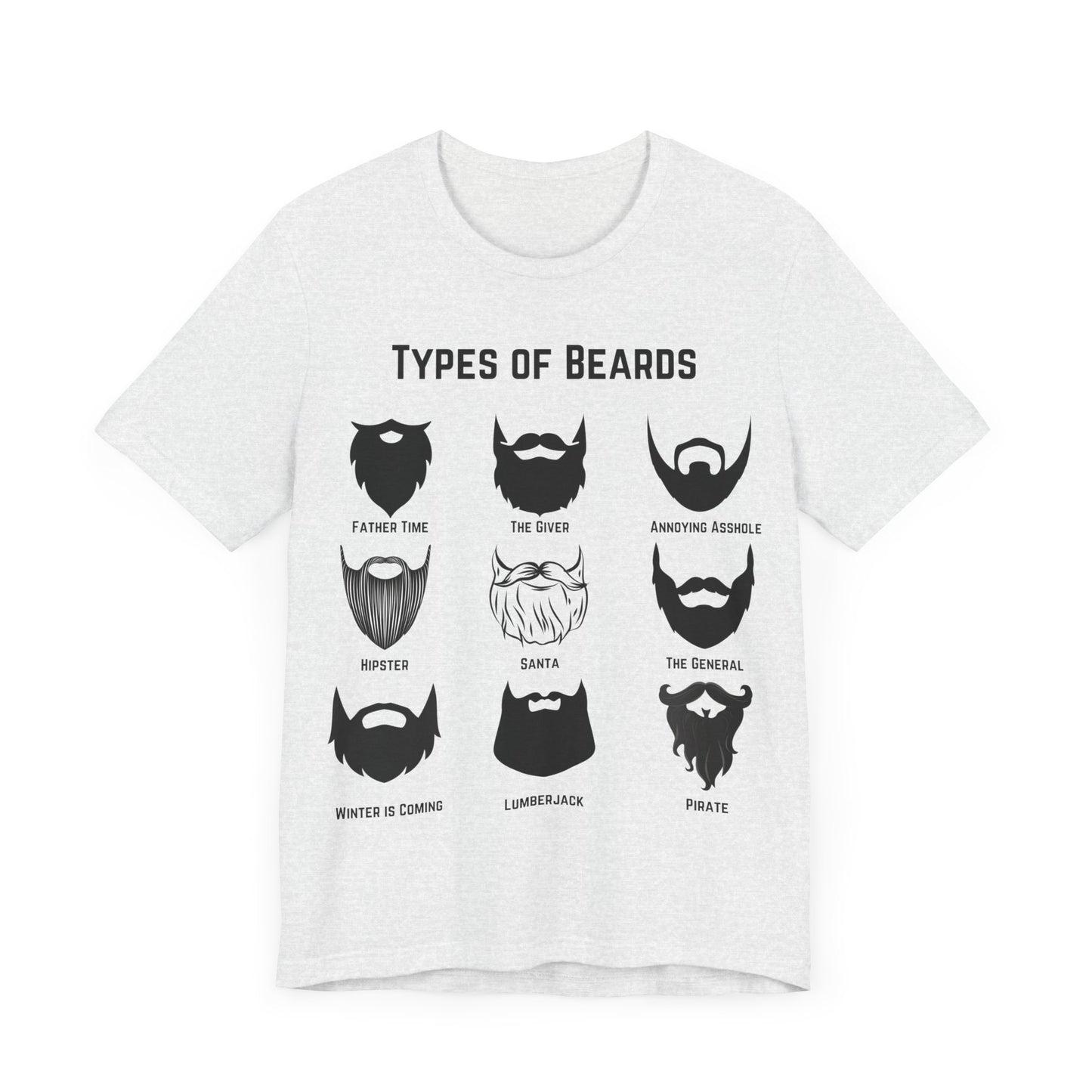 Types of Beards T-Shirt – Funny Beard Style Chart Graphic Tee