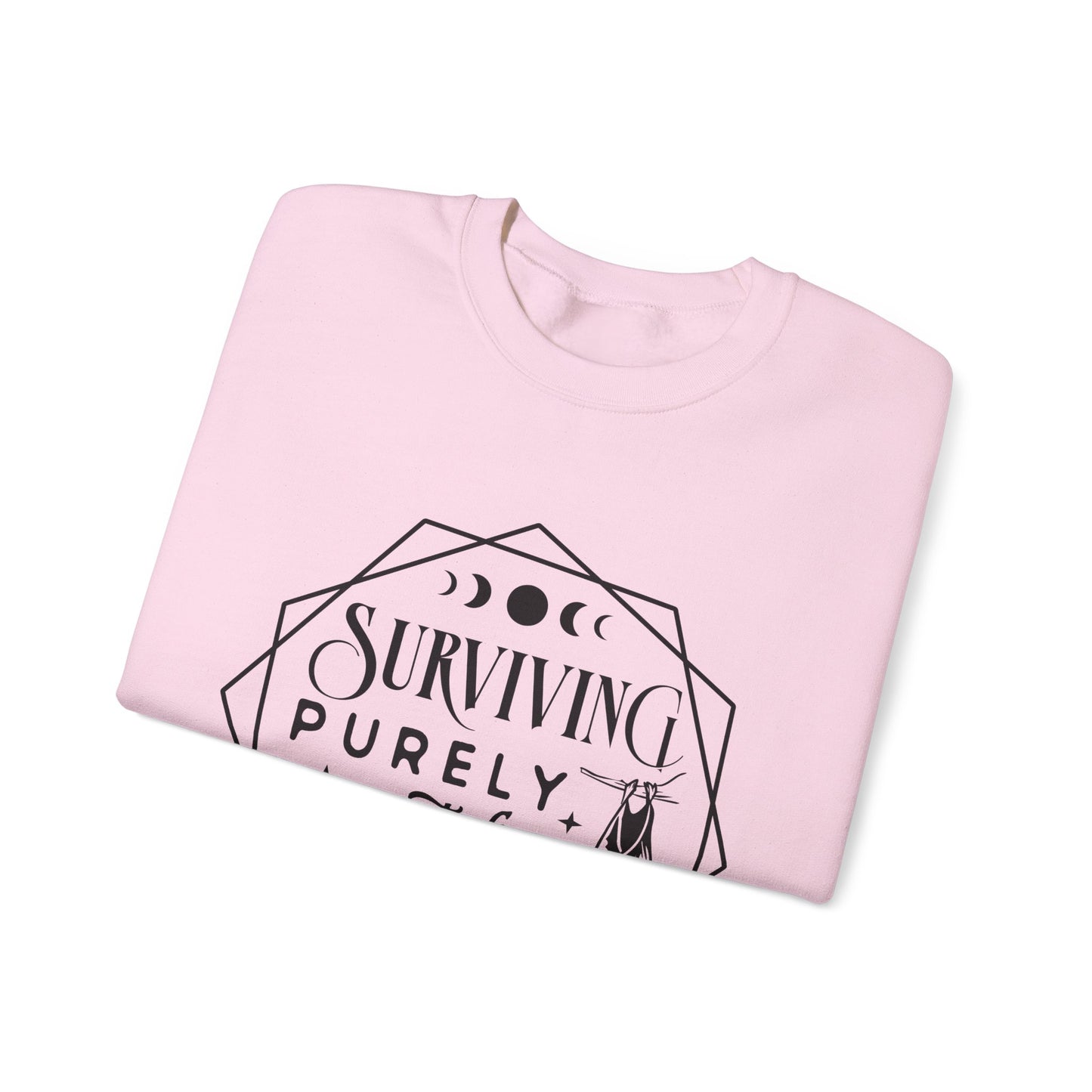 Surviving Purely Out of Spite Sweatshirt – Funny Mental Health Crewneck for Burnt-Out Women with Petty Energy