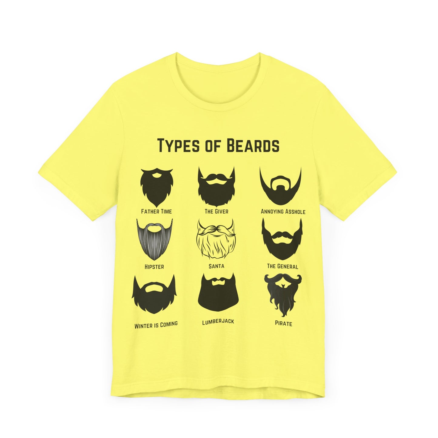 Types of Beards T-Shirt – Funny Beard Style Chart Graphic Tee
