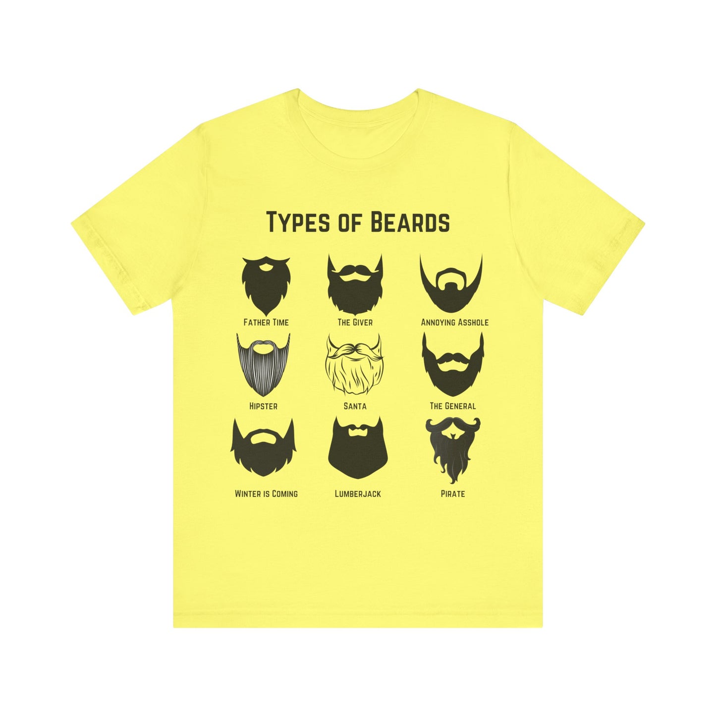 Types of Beards T-Shirt – Funny Beard Style Chart Graphic Tee