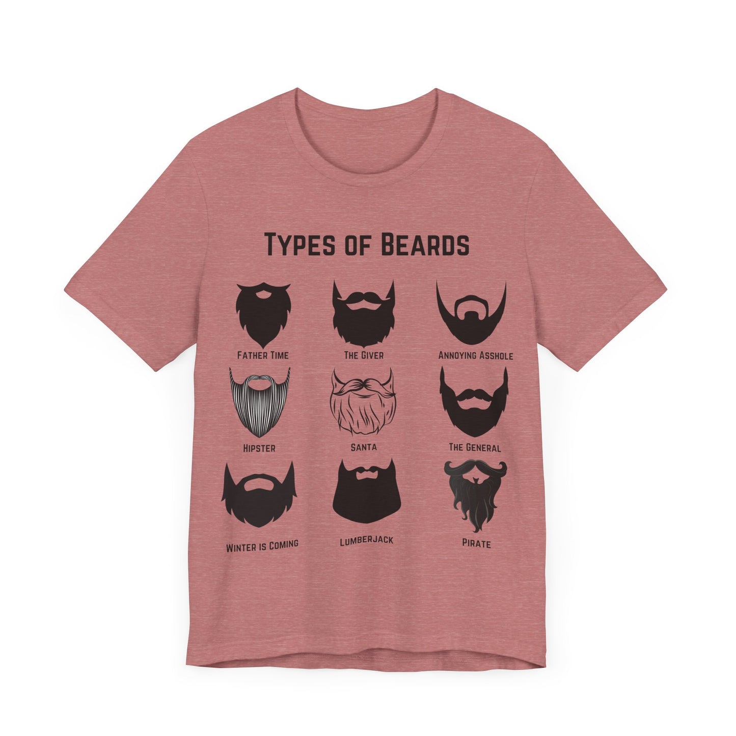 Types of Beards T-Shirt – Funny Beard Style Chart Graphic Tee