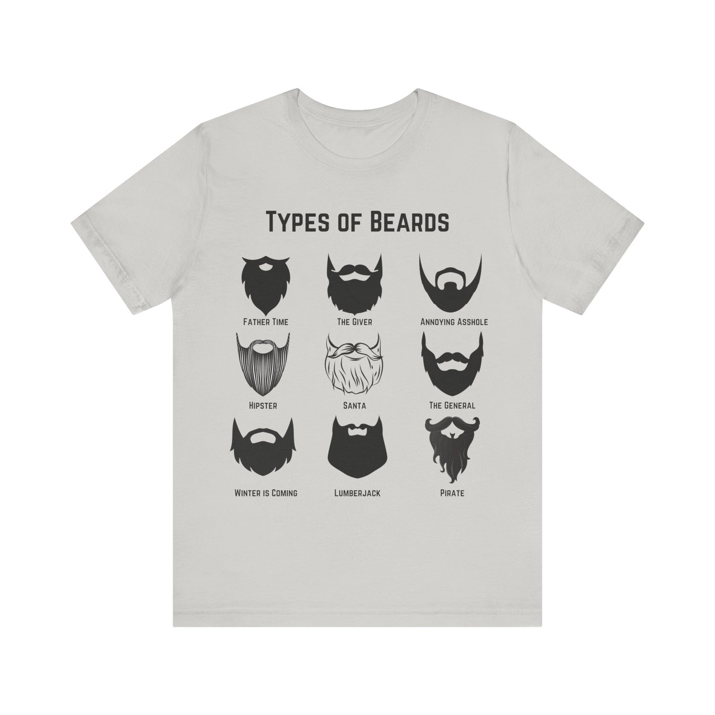 Types of Beards T-Shirt – Funny Beard Style Chart Graphic Tee