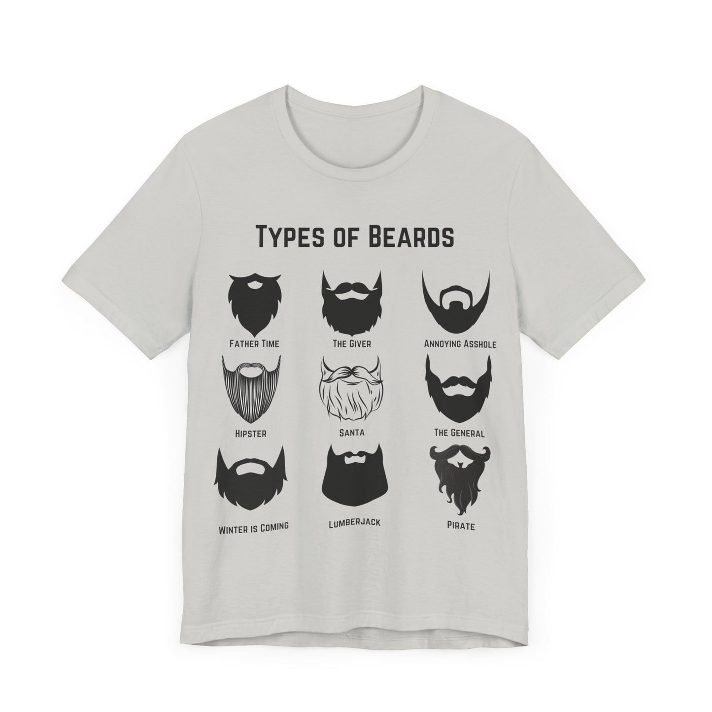 Types of Beards T-Shirt – Funny Beard Style Chart Graphic Tee