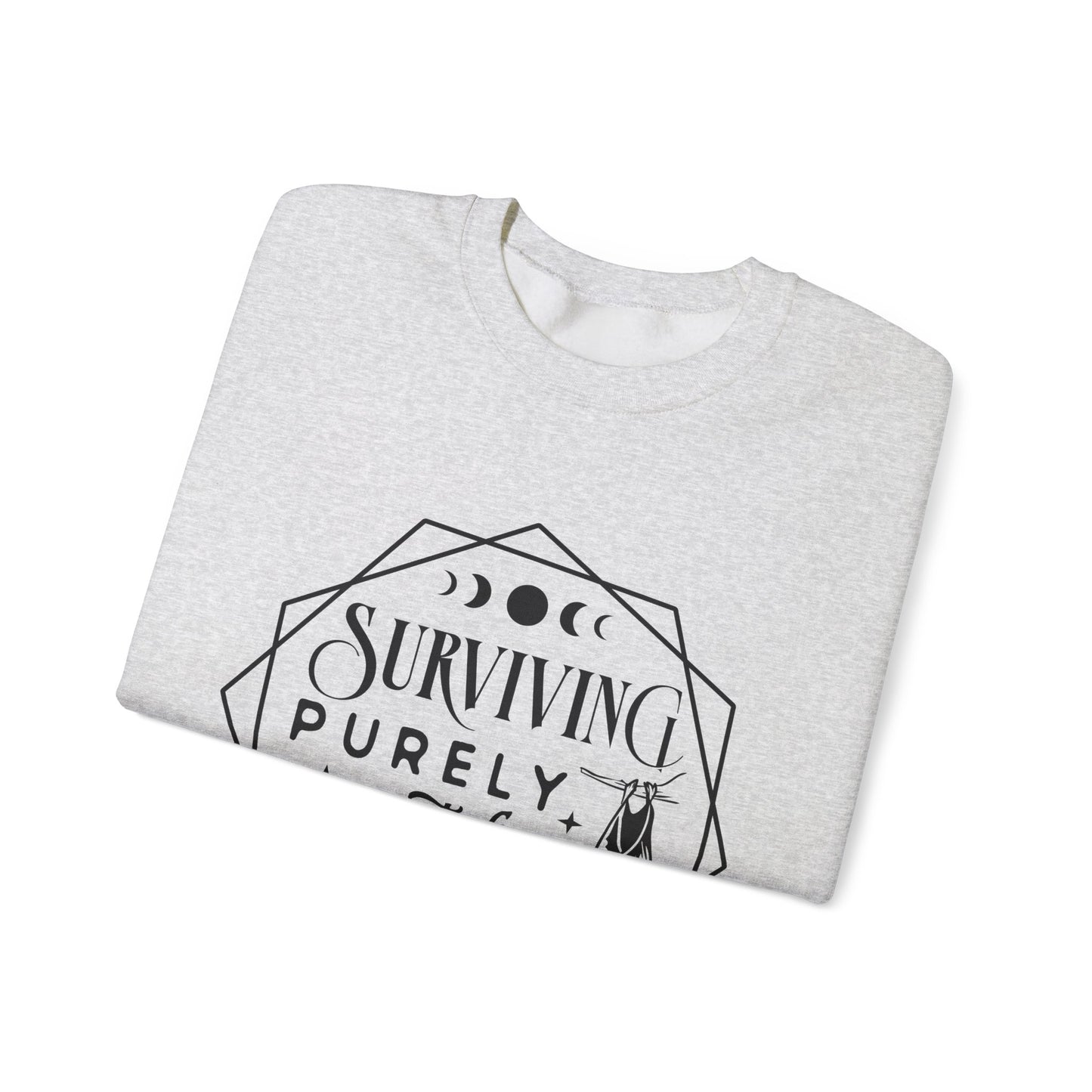 Surviving Purely Out of Spite Sweatshirt – Funny Mental Health Crewneck for Burnt-Out Women with Petty Energy