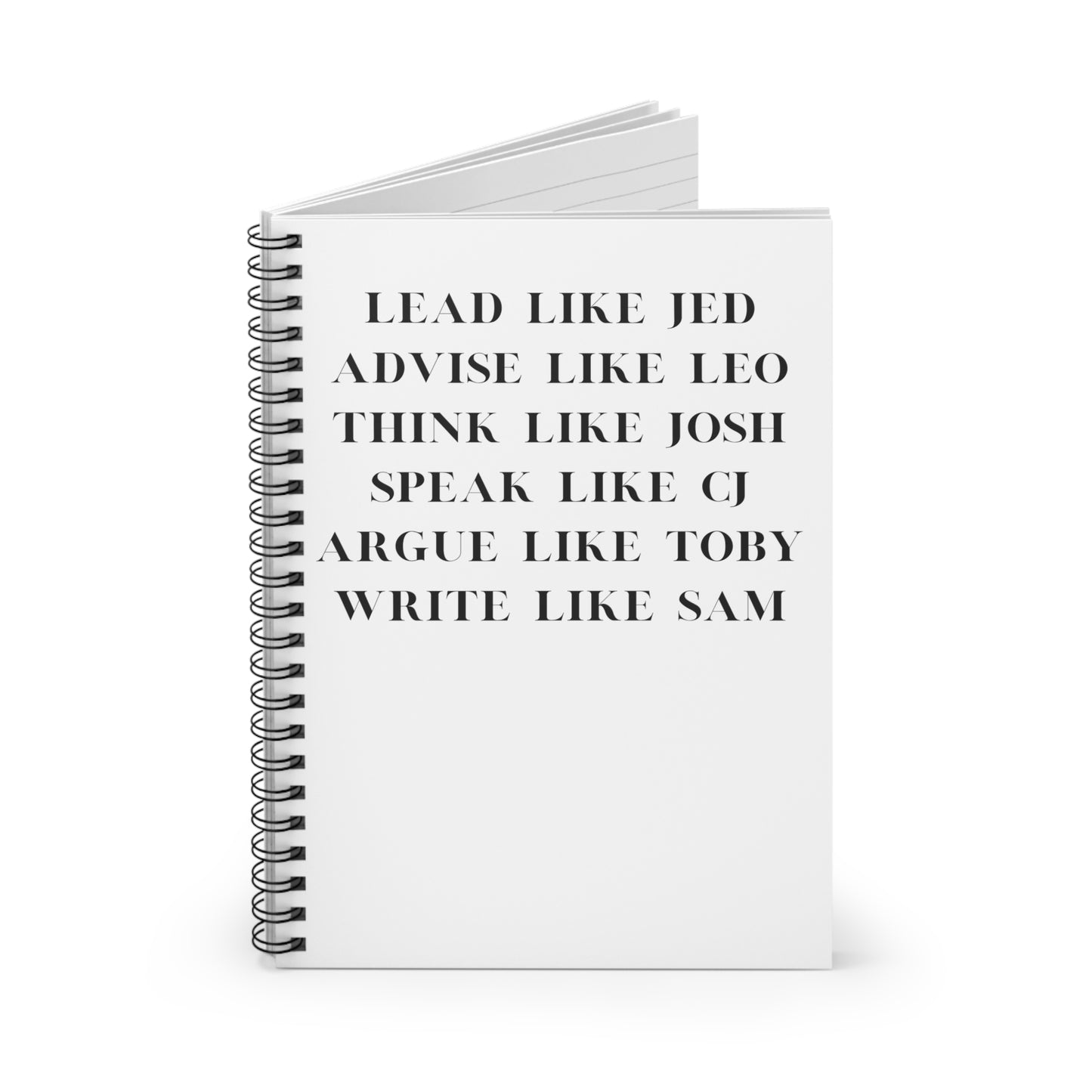 Personalized West Wing Journal – “Lead Like Jed” Inspirational Notebook for Political Nerds & West Wing Fans