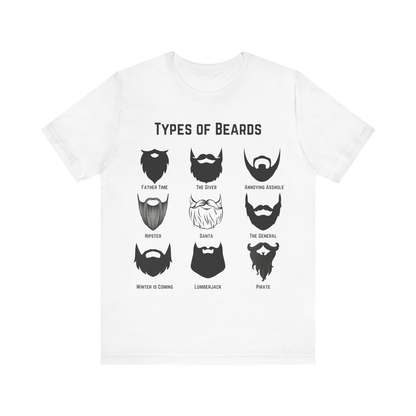 Types of Beards T-Shirt – Funny Beard Style Chart Graphic Tee