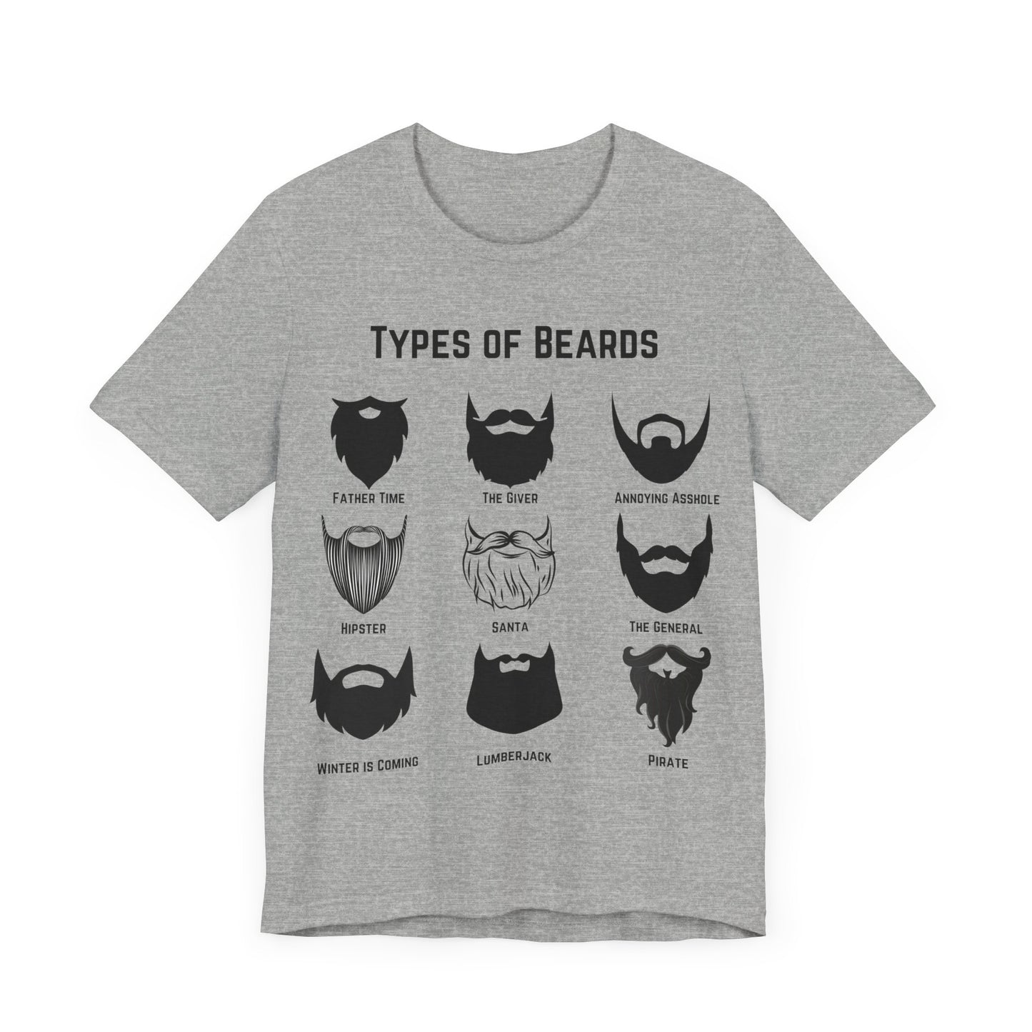 Types of Beards T-Shirt – Funny Beard Style Chart Graphic Tee